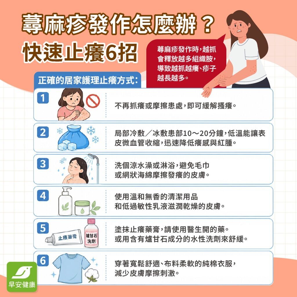 蕁麻疹發作4原因：快速止癢6招，飲食禁忌與治療、預防指南